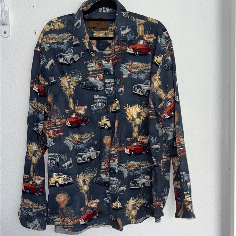 North River Outfitters Vintage Car Print Button-Up Shirt